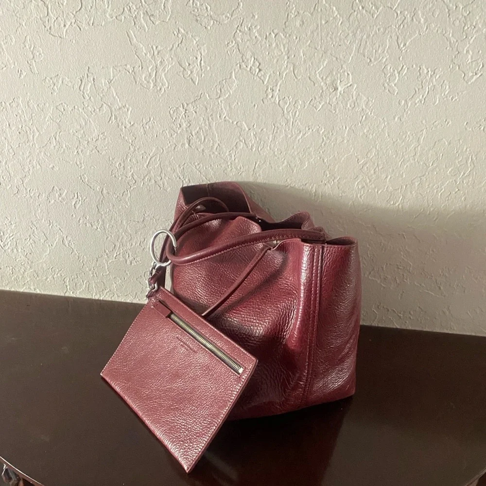 Alexander Wang Roxy Large Leather Tote Bag Burgundy New no tags Rhodium chain